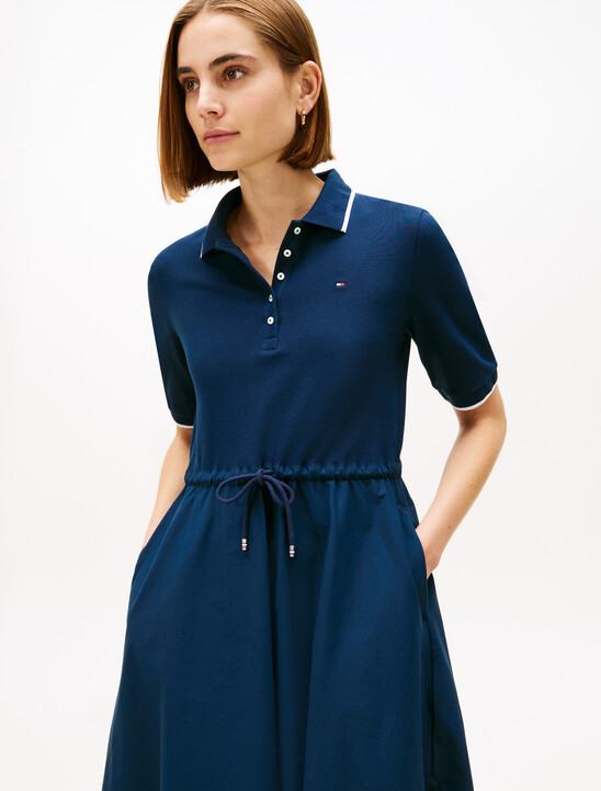 Mixed Media Midi Polo Dress