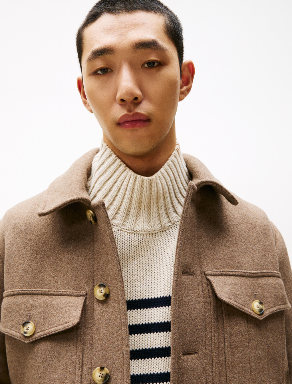 Wool Blend Utility Shirt Jacket, Coastal Taupe, hi-res