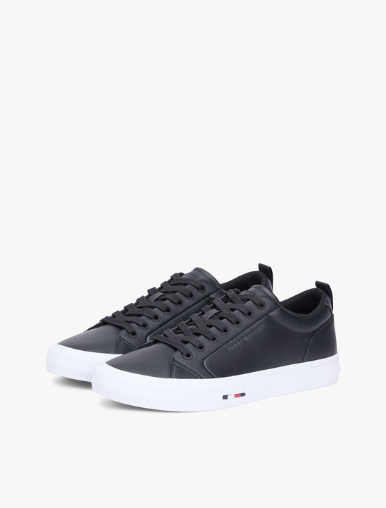 Contrast Midsole Debossed Leather Trainers