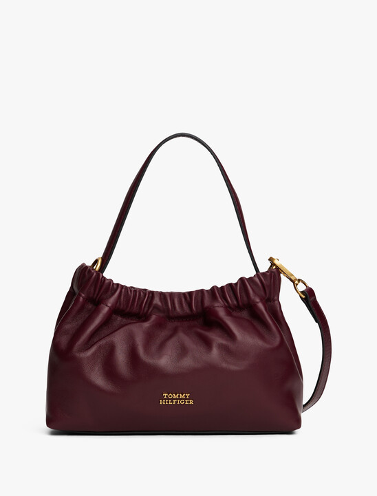 Soft Leather Logo Plaque Crossbody Bag