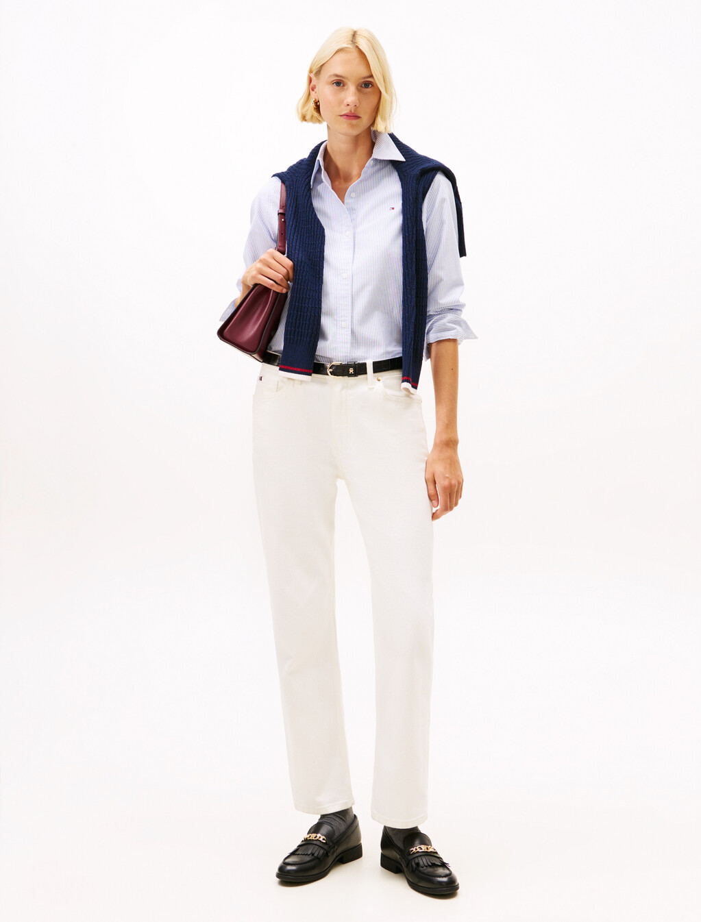 Relaxed Fit Flag Embroidery Oxford Shirt, Classic Ithaca Stp Mid Blue, hi-res