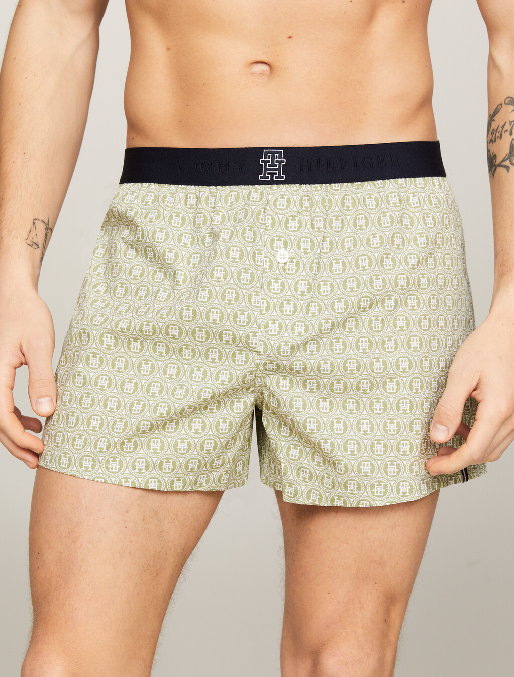 TH Monogram Print Boxer Briefs, Th Laurel Faded Olive, hi-res