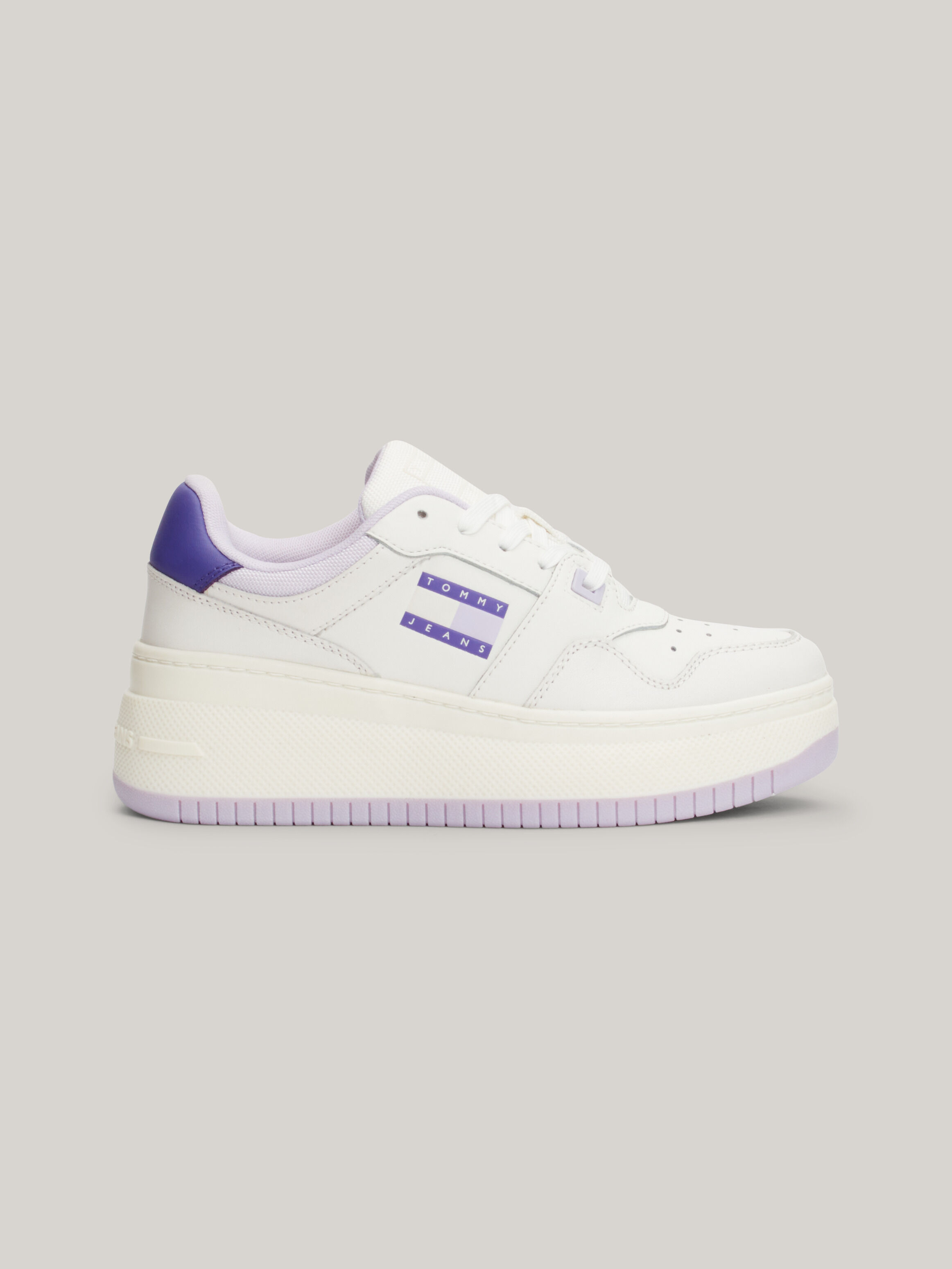 Essential Retro Fine Cleat Leather Flatform Trainers purple