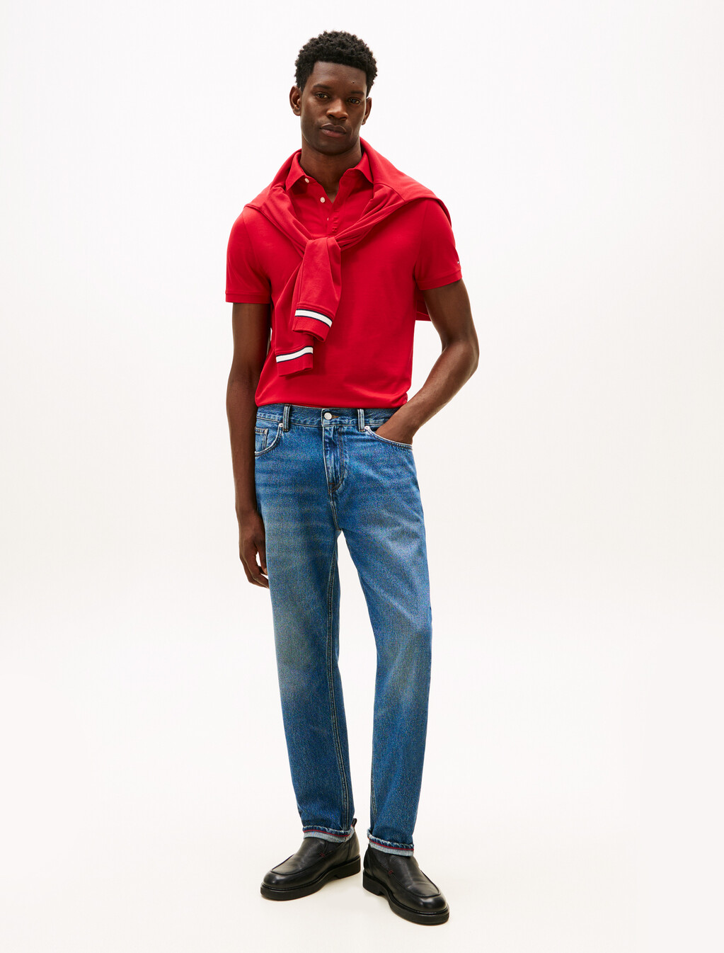 Hidden Placket Regular Polo, Medium Red, hi-res