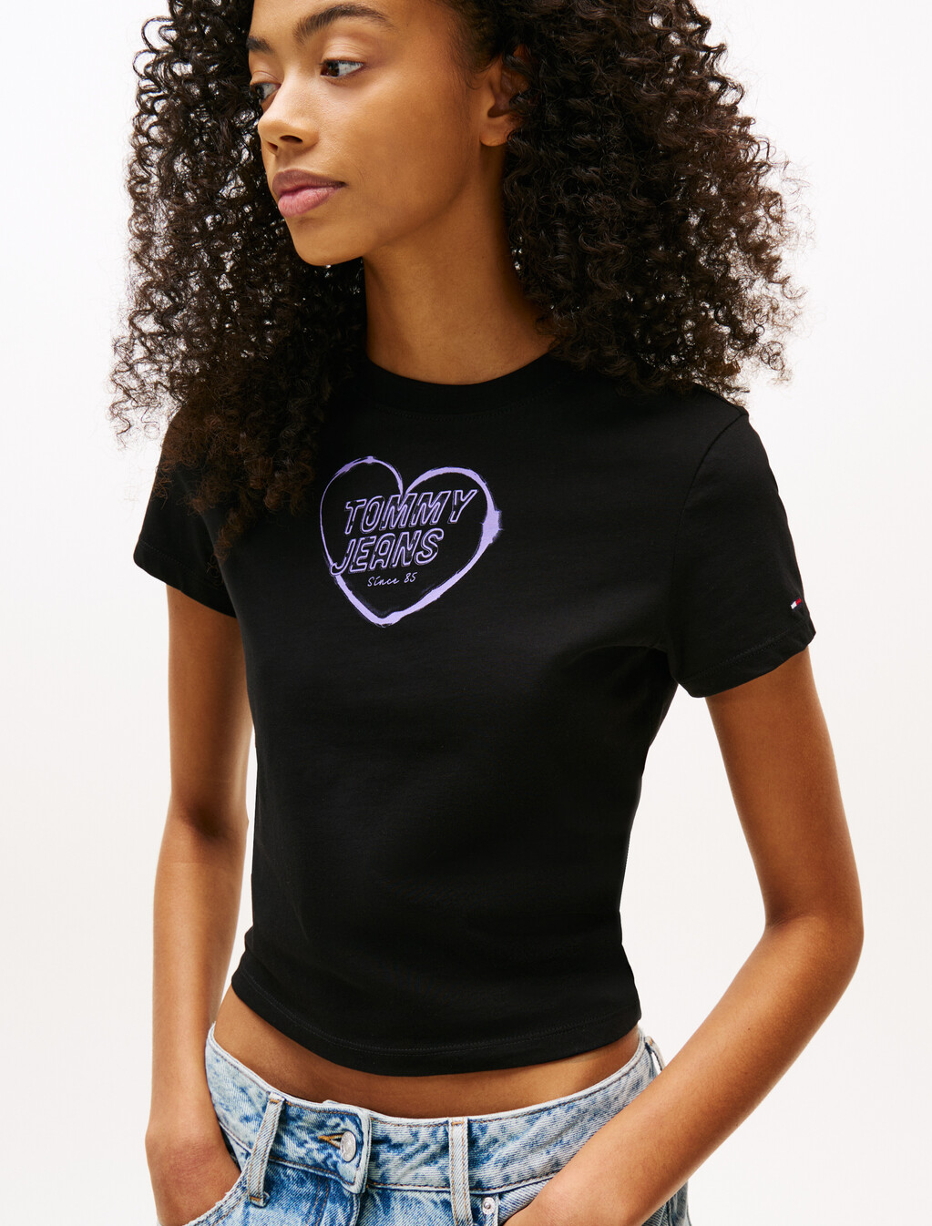 Heart Print Baby Fit T-Shirt, Black, hi-res