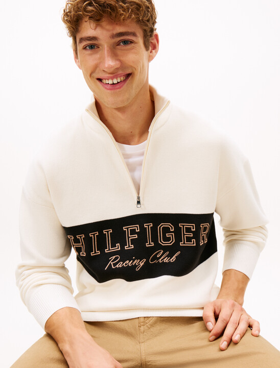 Relaxed Quarter-Zip Mock Neck Jumper
