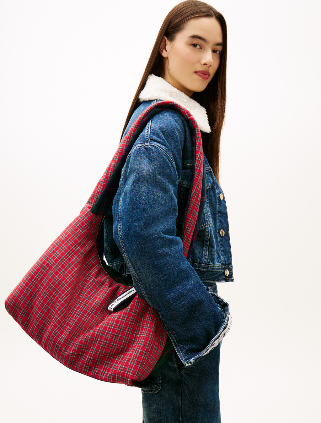 Tommy Girl XL Hobo Bag, Check Mix, hi-res