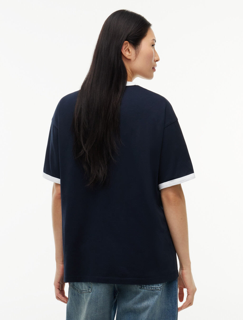 Relaxed Jersey Ringer T-Shirt, Navy Blue, hi-res