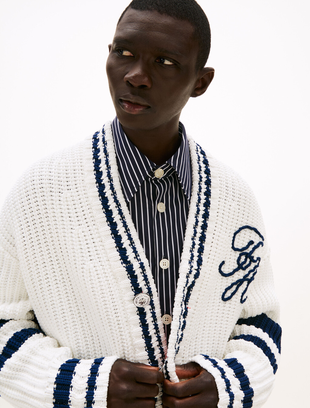 The Runway Collection Back Logo Cardigan, Ecru, hi-res