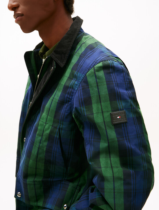 Waxed Tartan Check Relaxed Barn Jacket