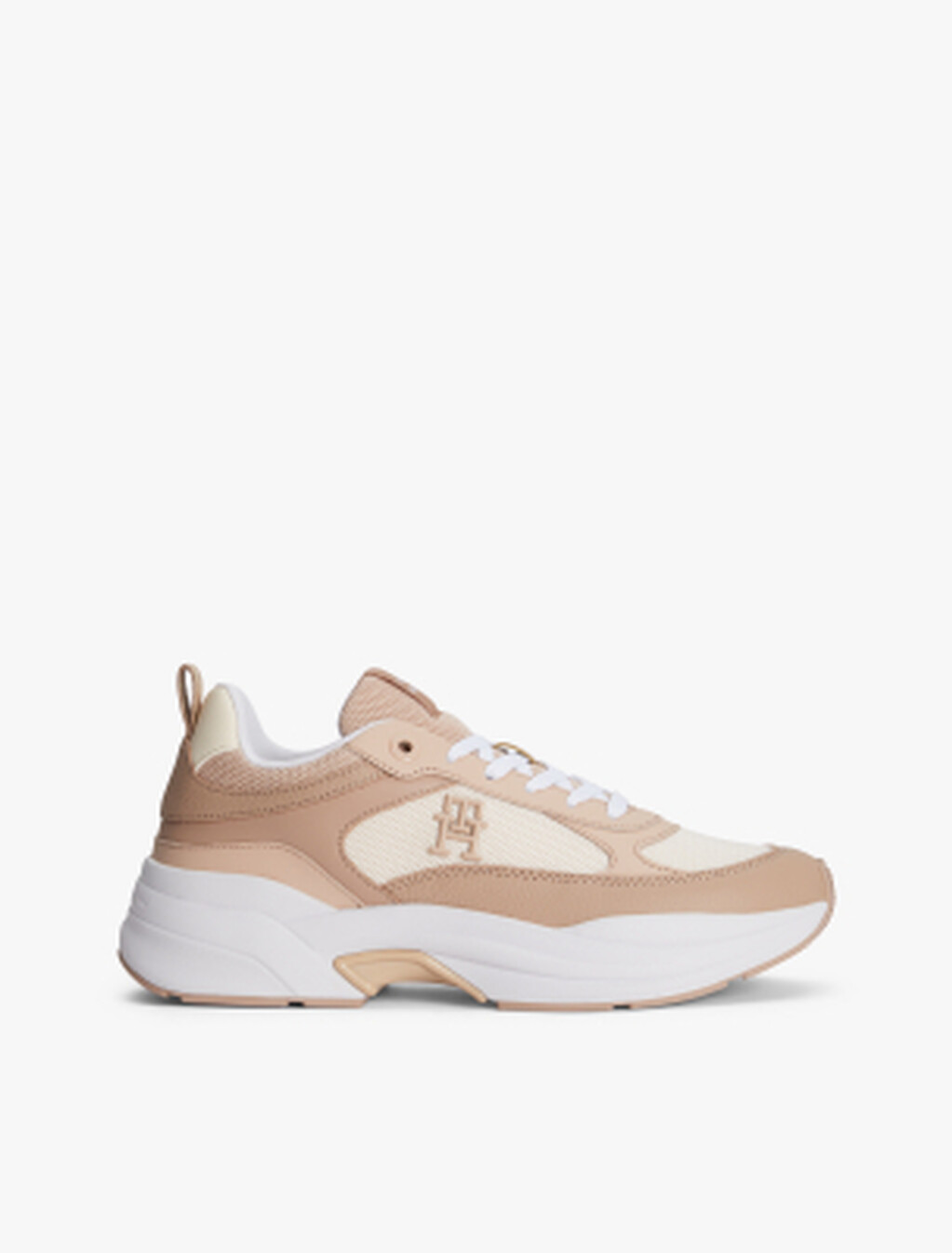Leather Mixed Texture Chunky Trainers, Claystone, hi-res