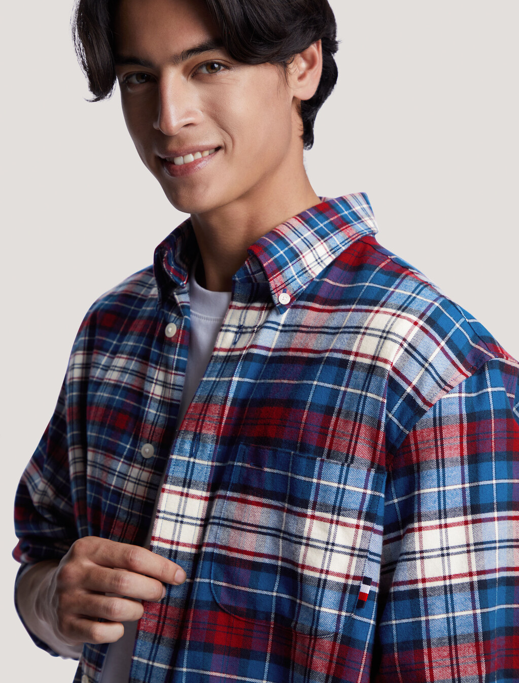 Tommy Tartan Blocked Archive Fit Shirt, Deep Indigo / Multi, hi-res