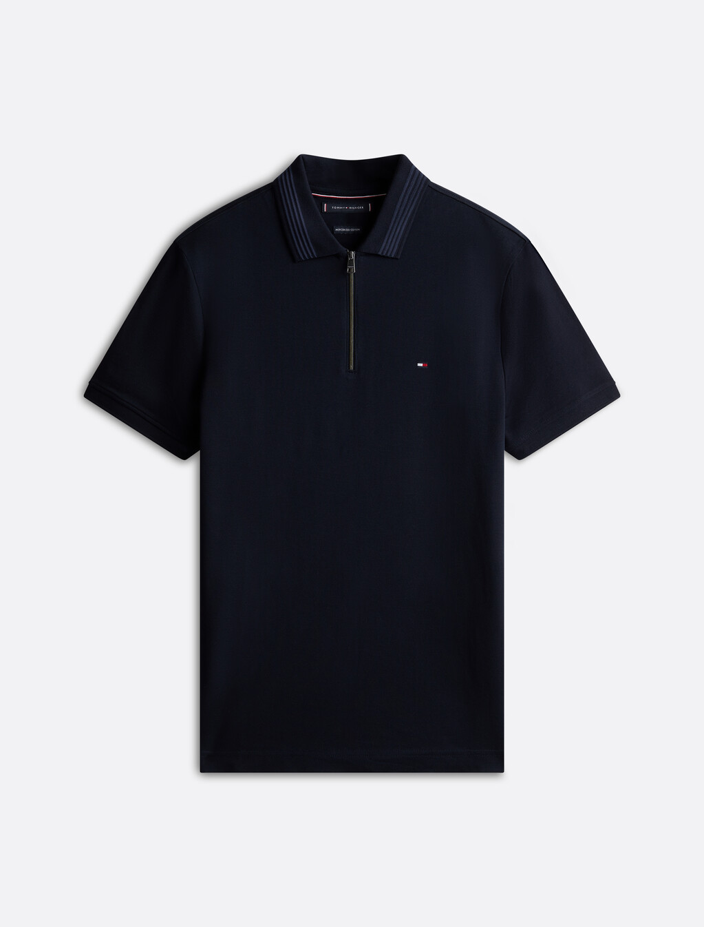 Mercerized Pique Zip Up Polo, Desert Sky, hi-res