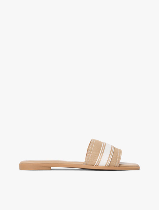 Canvas Denim Webbing Strap Mules
