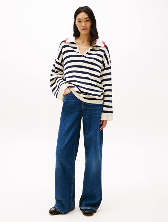 Pointelle Stripe Relaxed Jumper