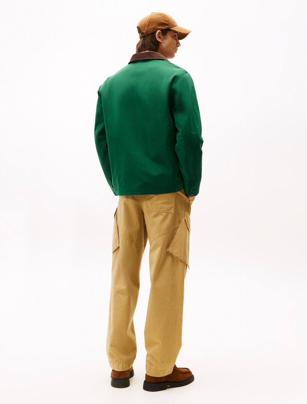 Corduroy Collar Water Resistant Windproof Jacket, Ornamental Green, hi-res