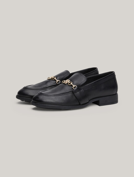 Chain Detail Leather Loafers
