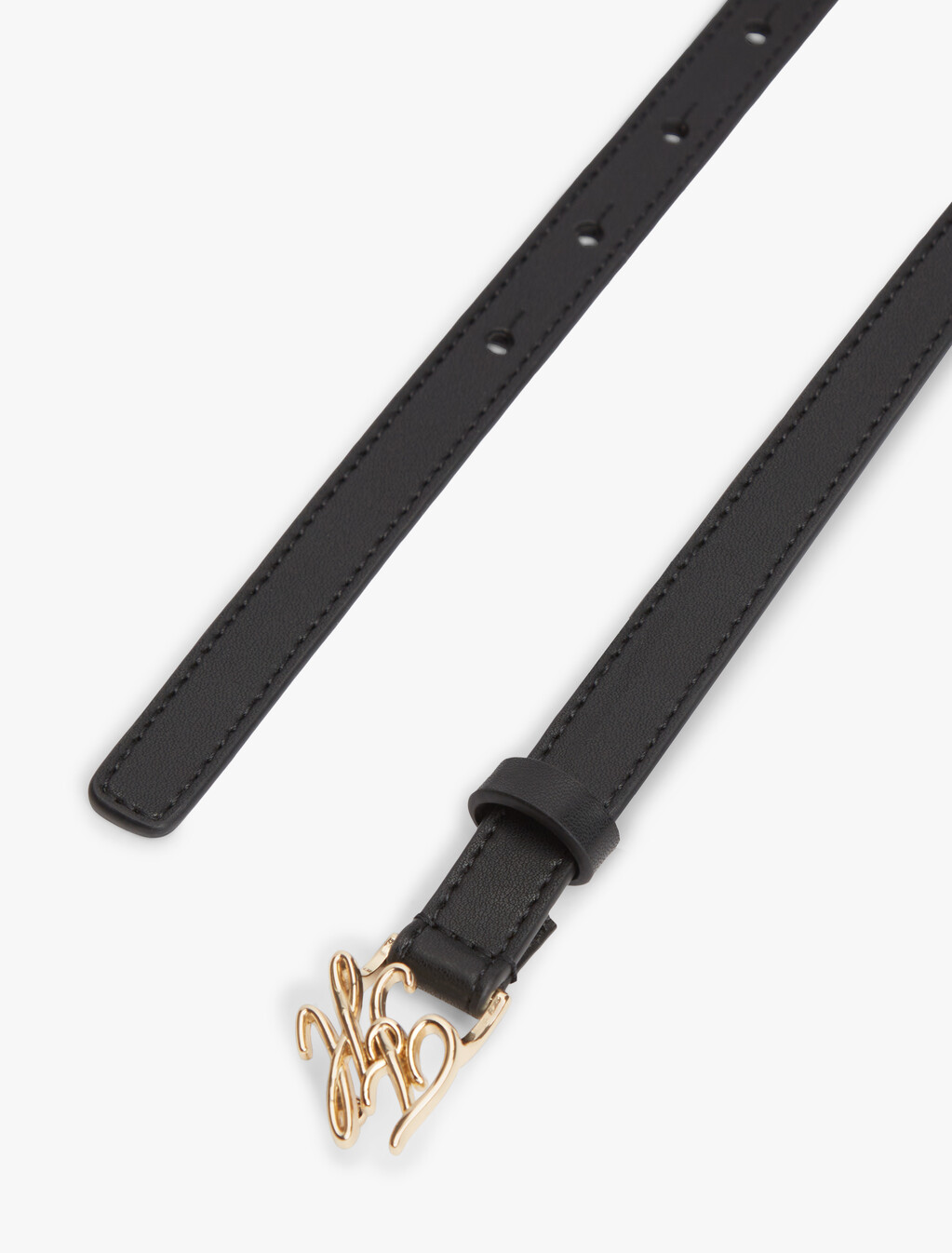 Logo Plaque Buckle Leather Belt, Black, hi-res