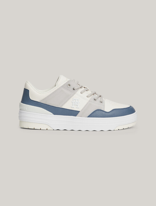Leather Mixed Texture Basketball Trainers