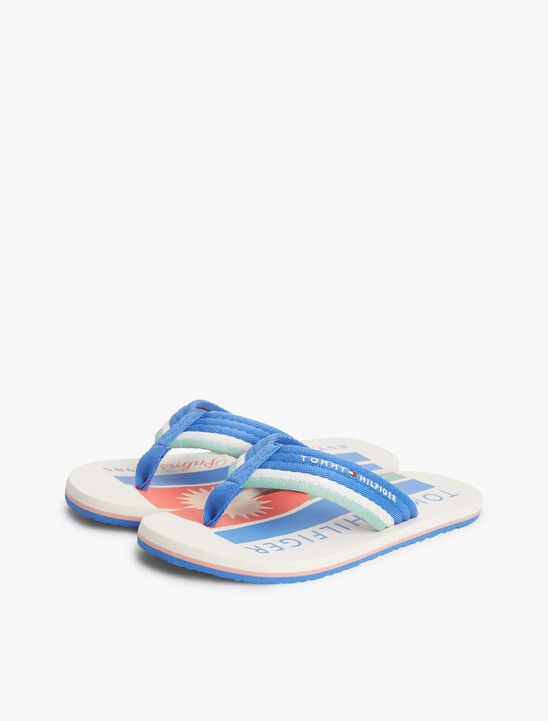 Stripe Webbing Strap Flip-Flops