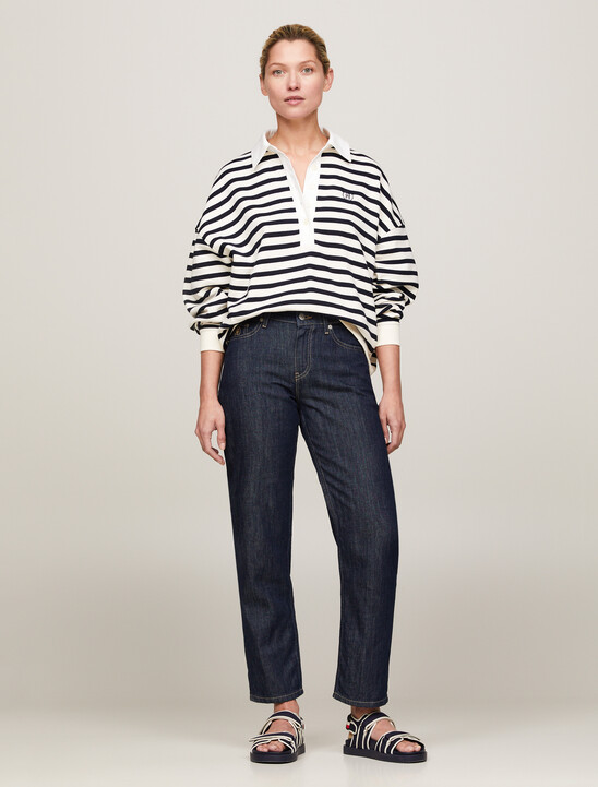 Relaxed Breton Stripe Rugby Polo