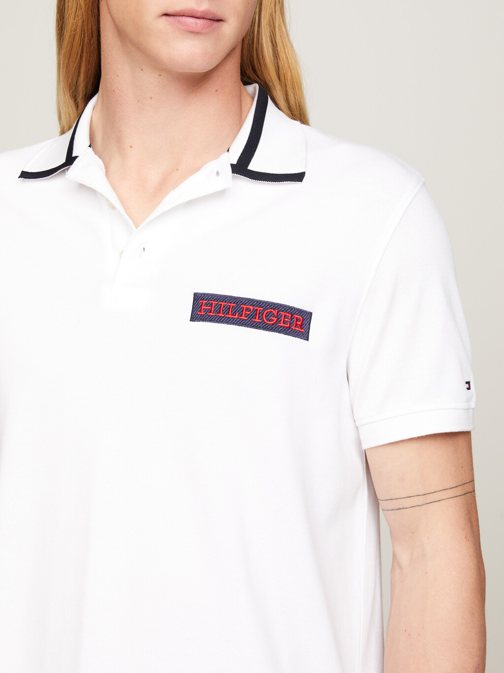 Tipped Logo Embroidery Regular Fit Polo, White, hi-res