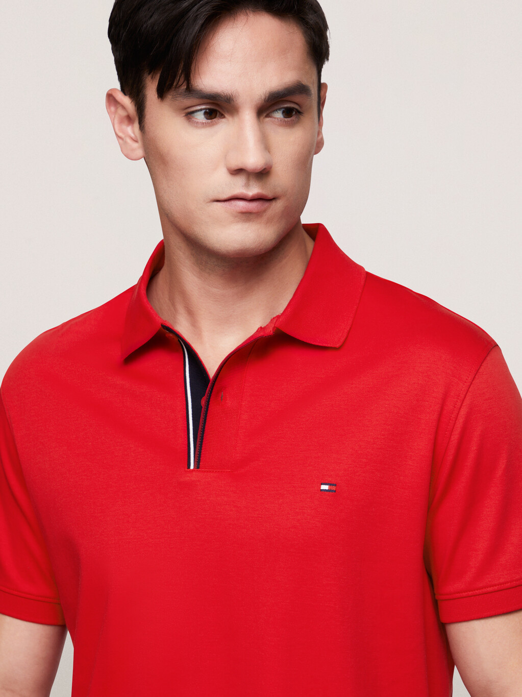 Stripe Placket Regular Polo, Primary Red, hi-res