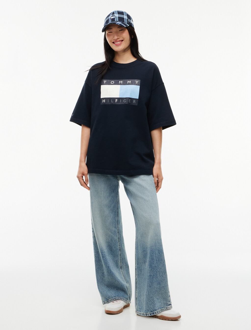 Washed Flag Relaxed Jersey T-Shirt, Navy Blue, hi-res