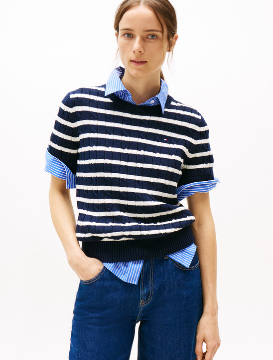 Cable Knit Short Sleeve Jumper