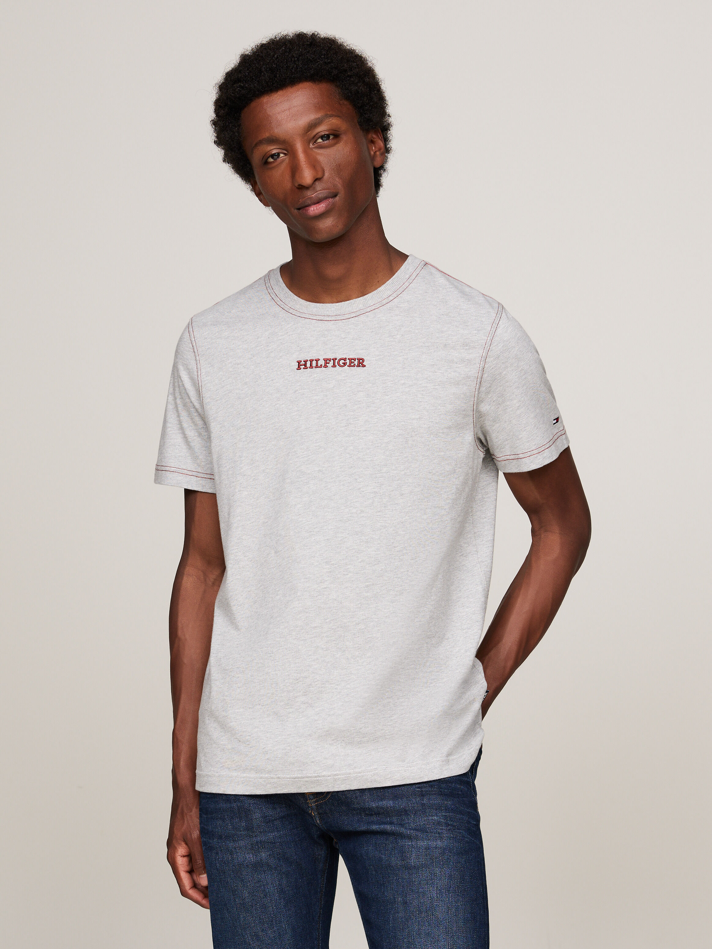 Grey tommy hilfiger shirt best sale