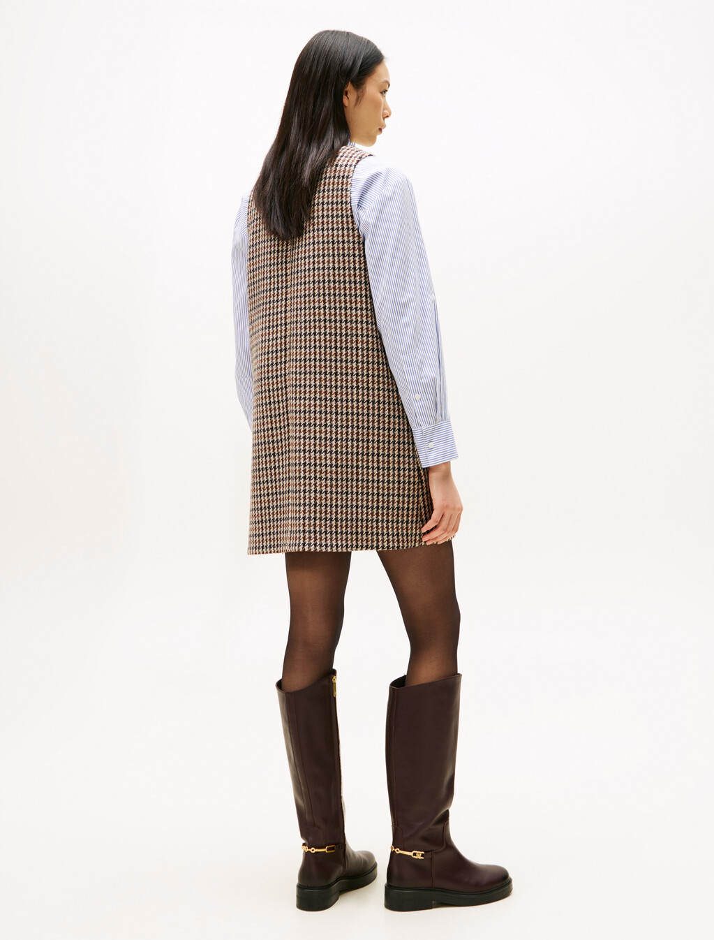 Heritage Check Wool V-Neck Mini Shift Dress, Heritage Check, hi-res