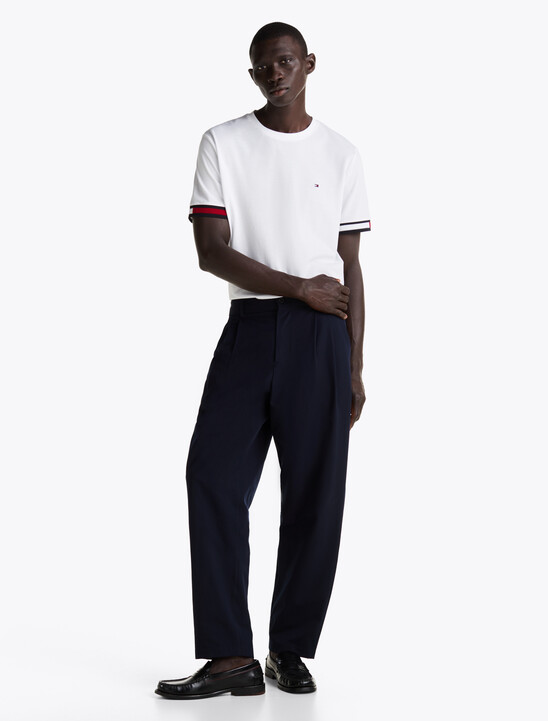 Global Stripe Cuffs T-Shirt, White Global Stripe Cuffs T-Shirt