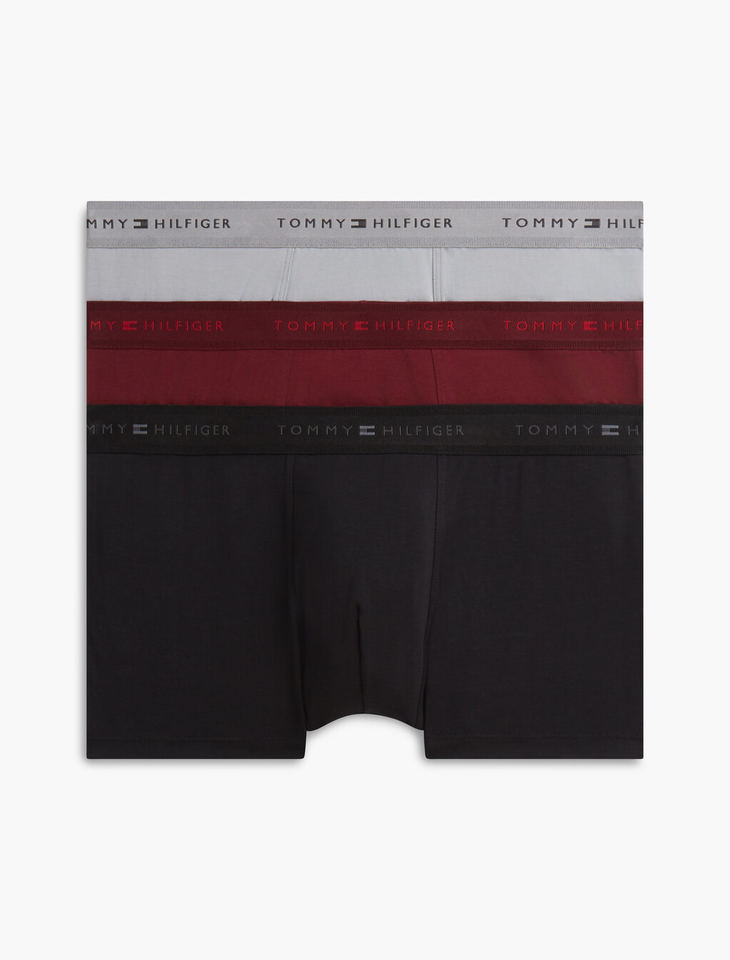 3-Pack Signature Tonal Logo Waistband Trunks, Burgundy/Black/Antique Silver, hi-res
