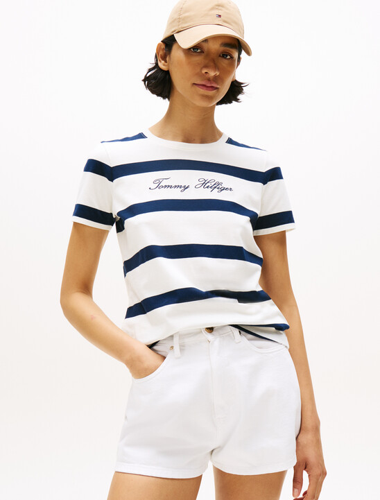 Script Logo Stripe T-Shirt