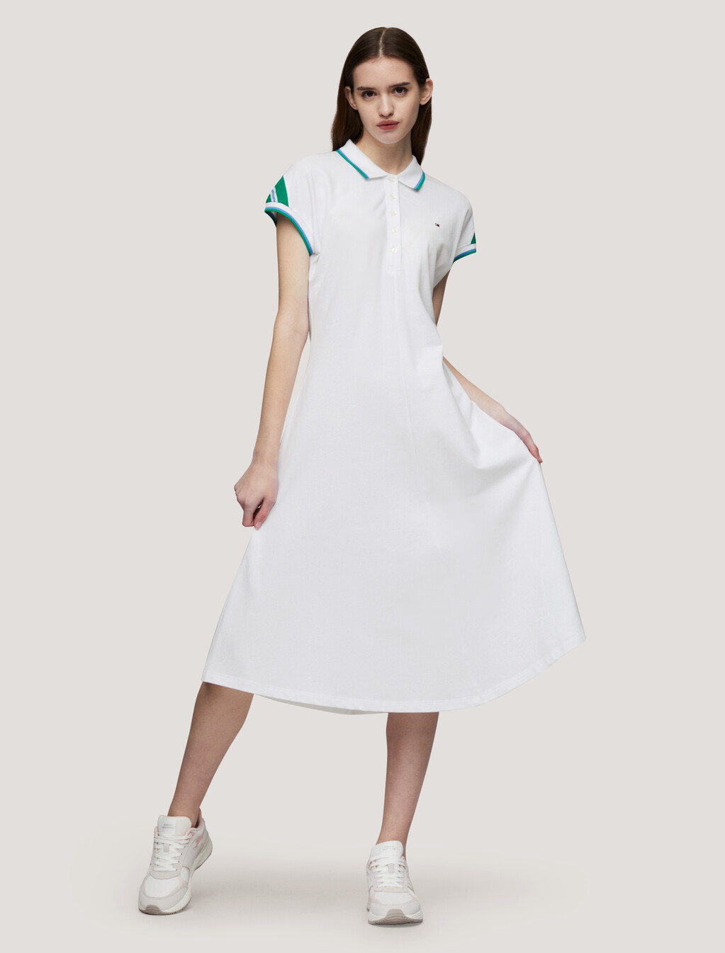 Tipped Polo Dress, Th Optic White, hi-res