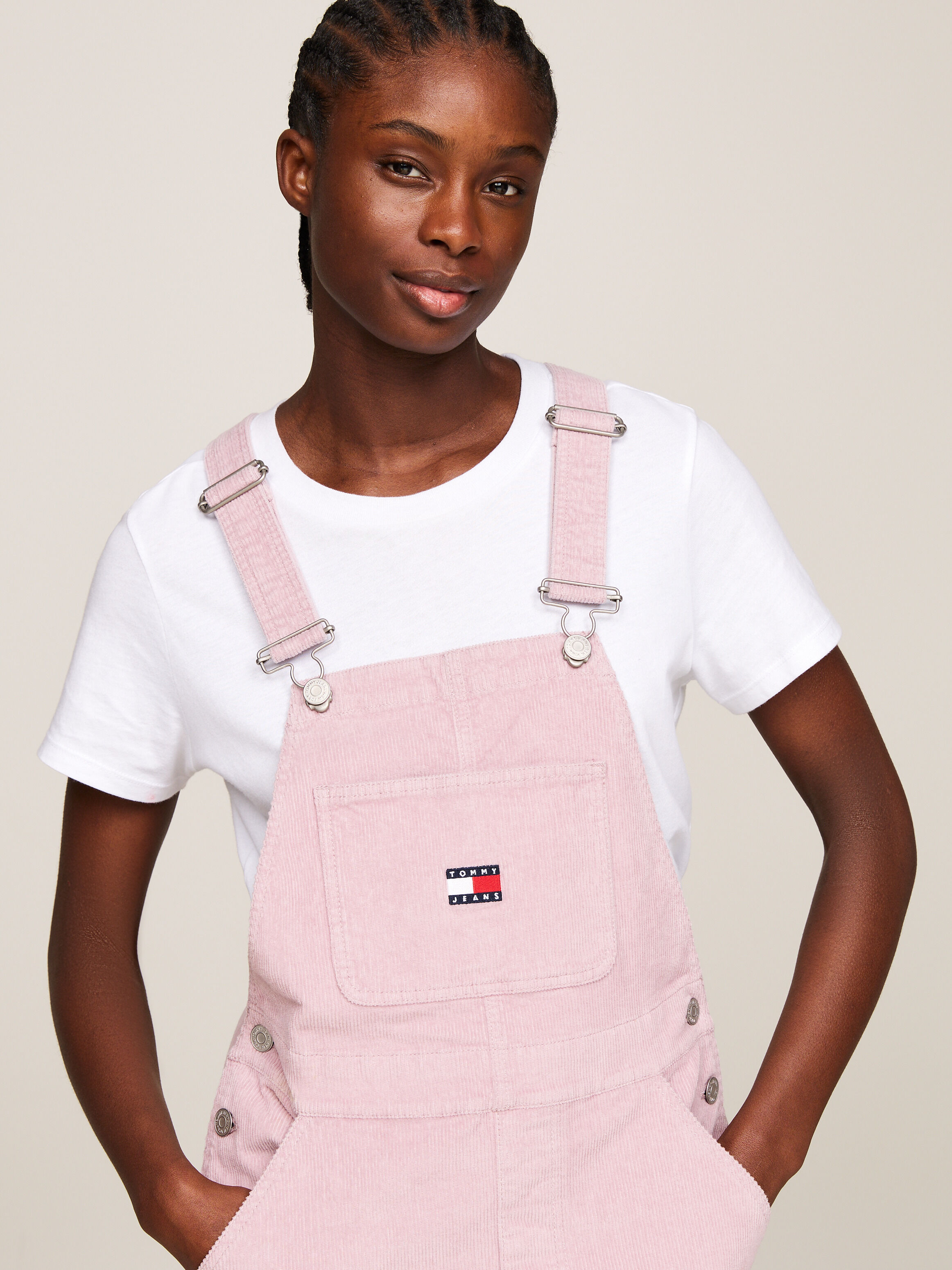 Pink dungaree skirt sales