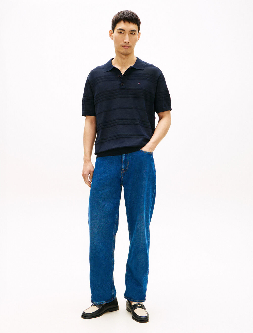 Cotton Blend Short Sleeve Polo, Desert Sky, hi-res