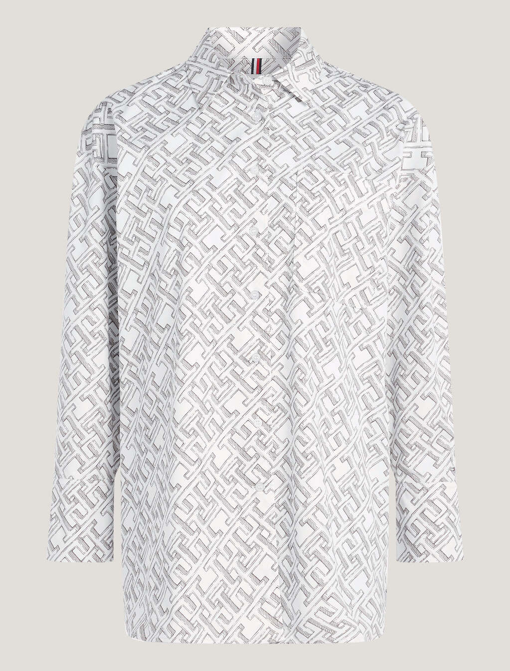 TH Monogram Oversized Fit Shirt, Illustrated Monogram/ Ancient White, hi-res