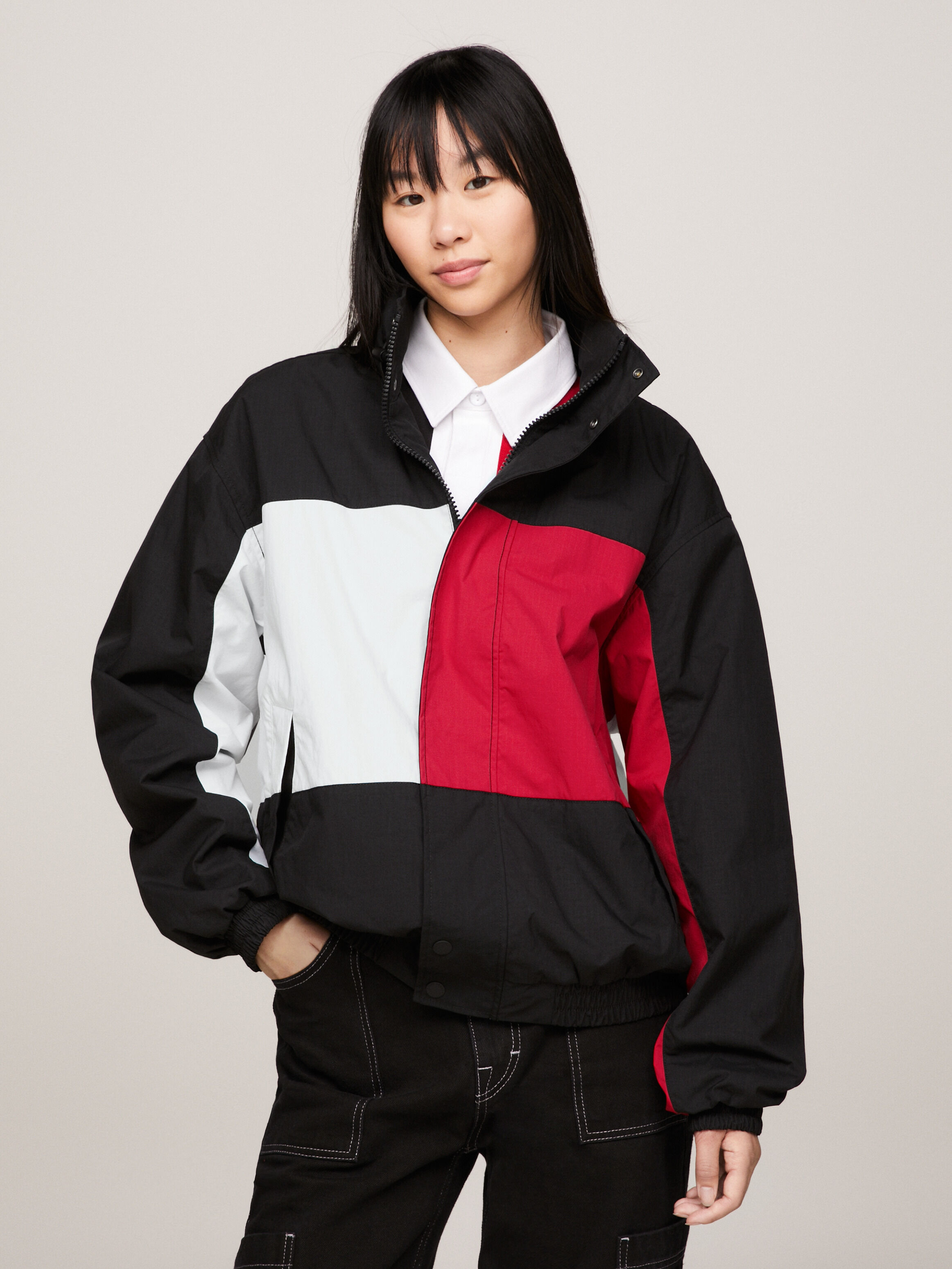 Red tommy cheap hilfiger windbreaker jacket