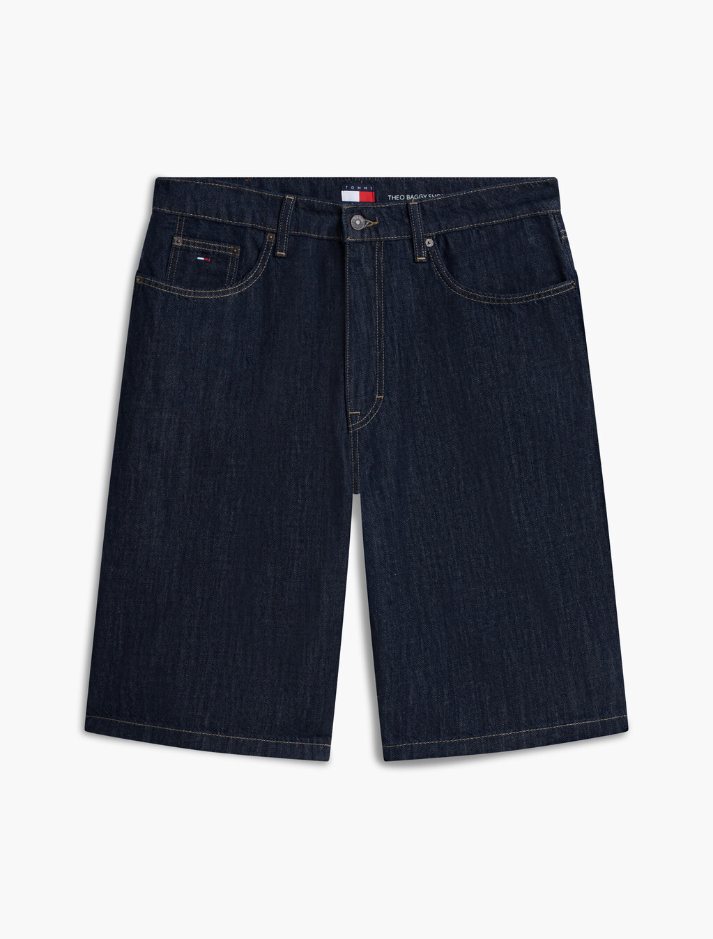 Theo Loose Denim Shorts With Linen, Denim Dark, hi-res