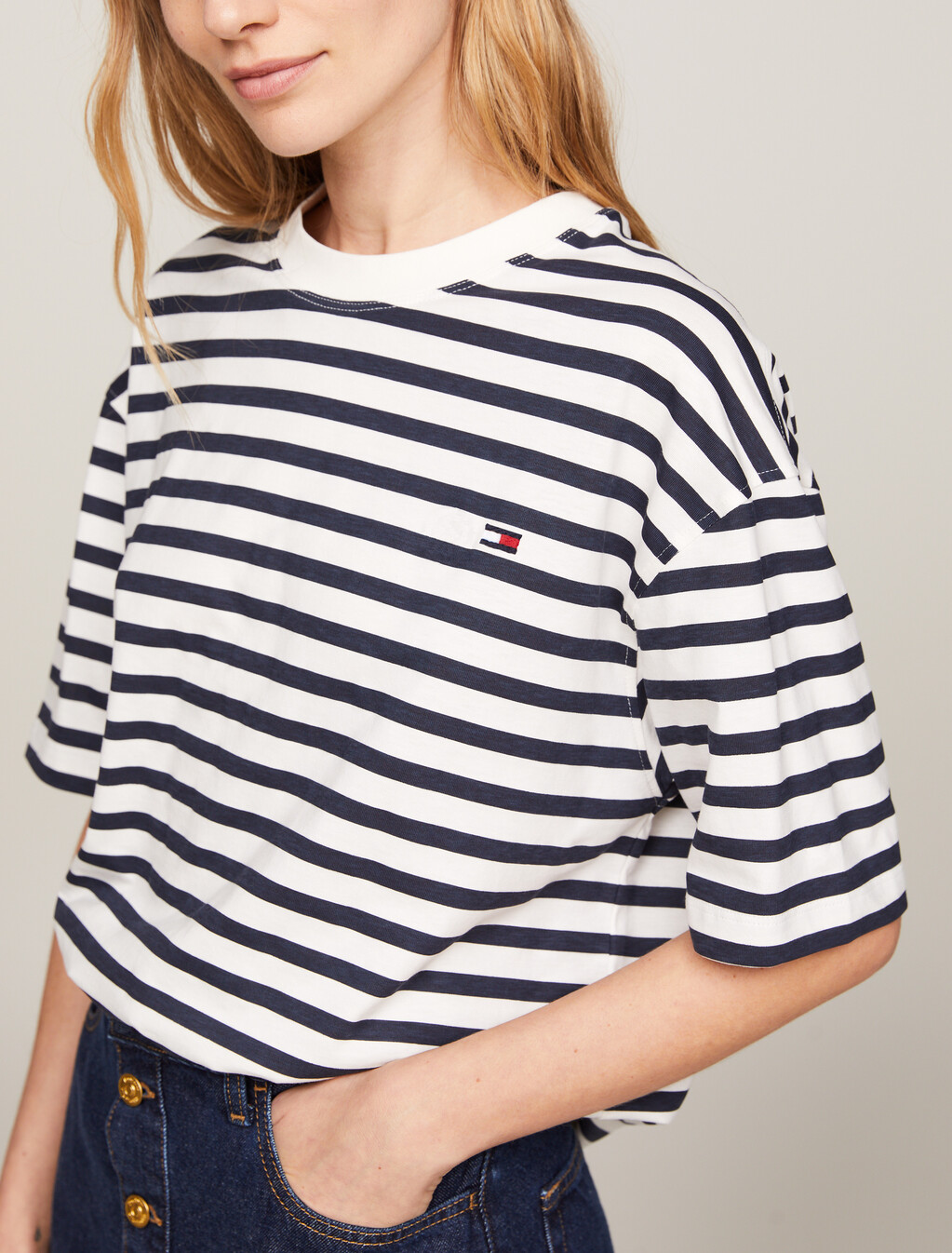 Stripe Relaxed Fit T-Shirt, Reg Stp Ancient White/ Desert Sky, hi-res