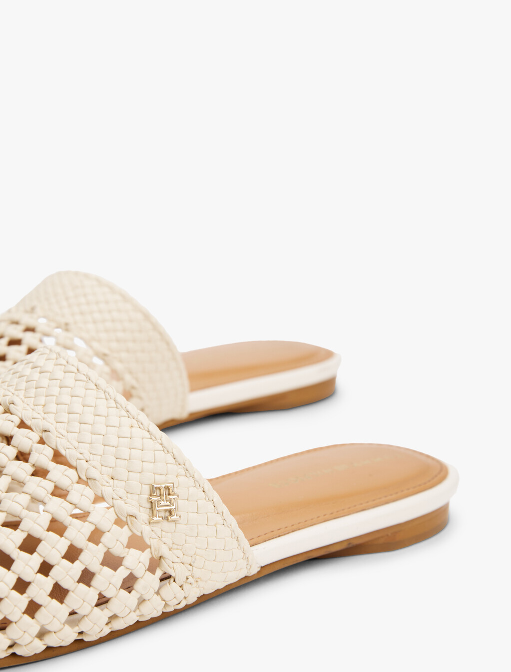 Crochet TH Monogram Plaque Mules, Muslin, hi-res