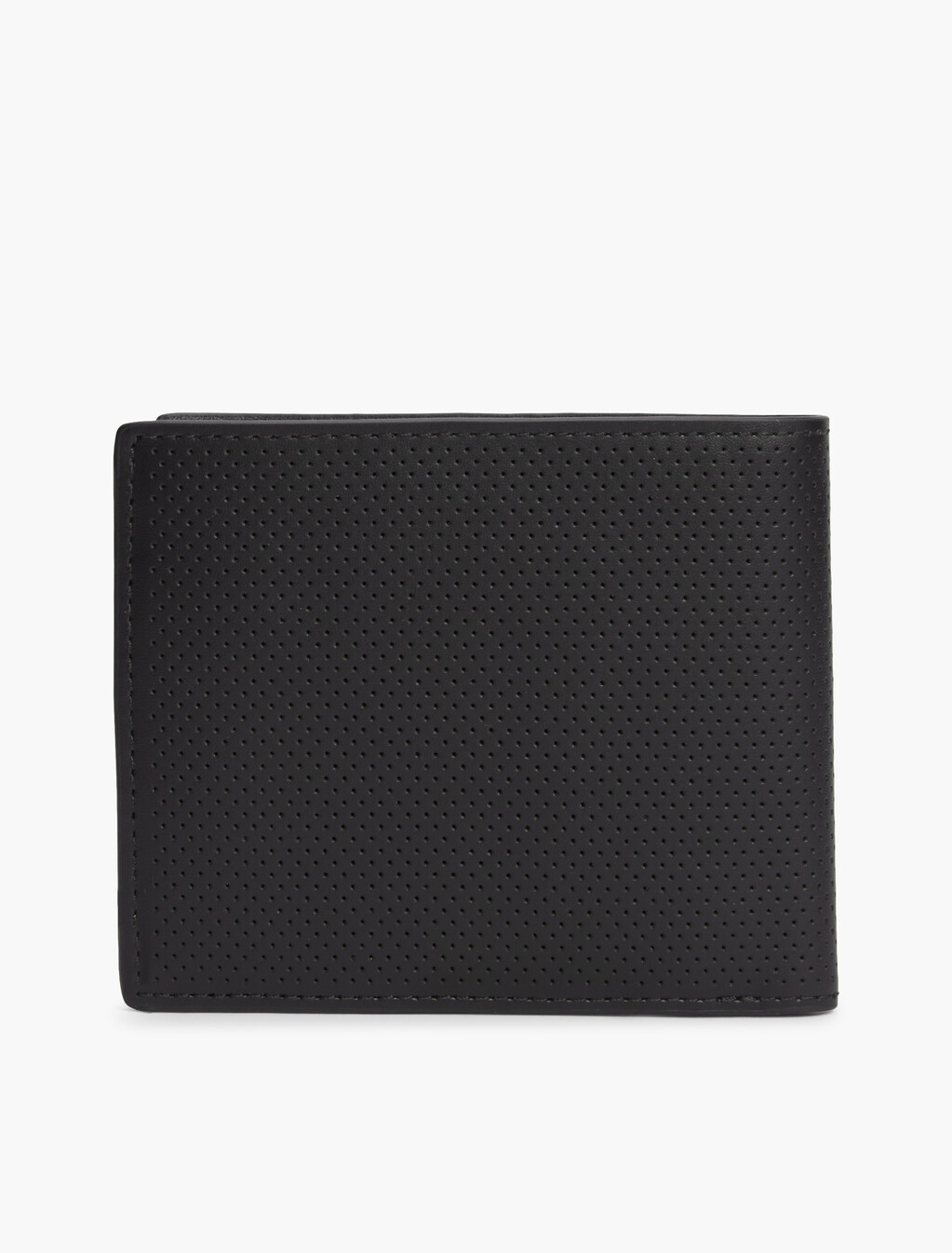 Perforated Leather Card And Coin Wallet, Black, hi-res