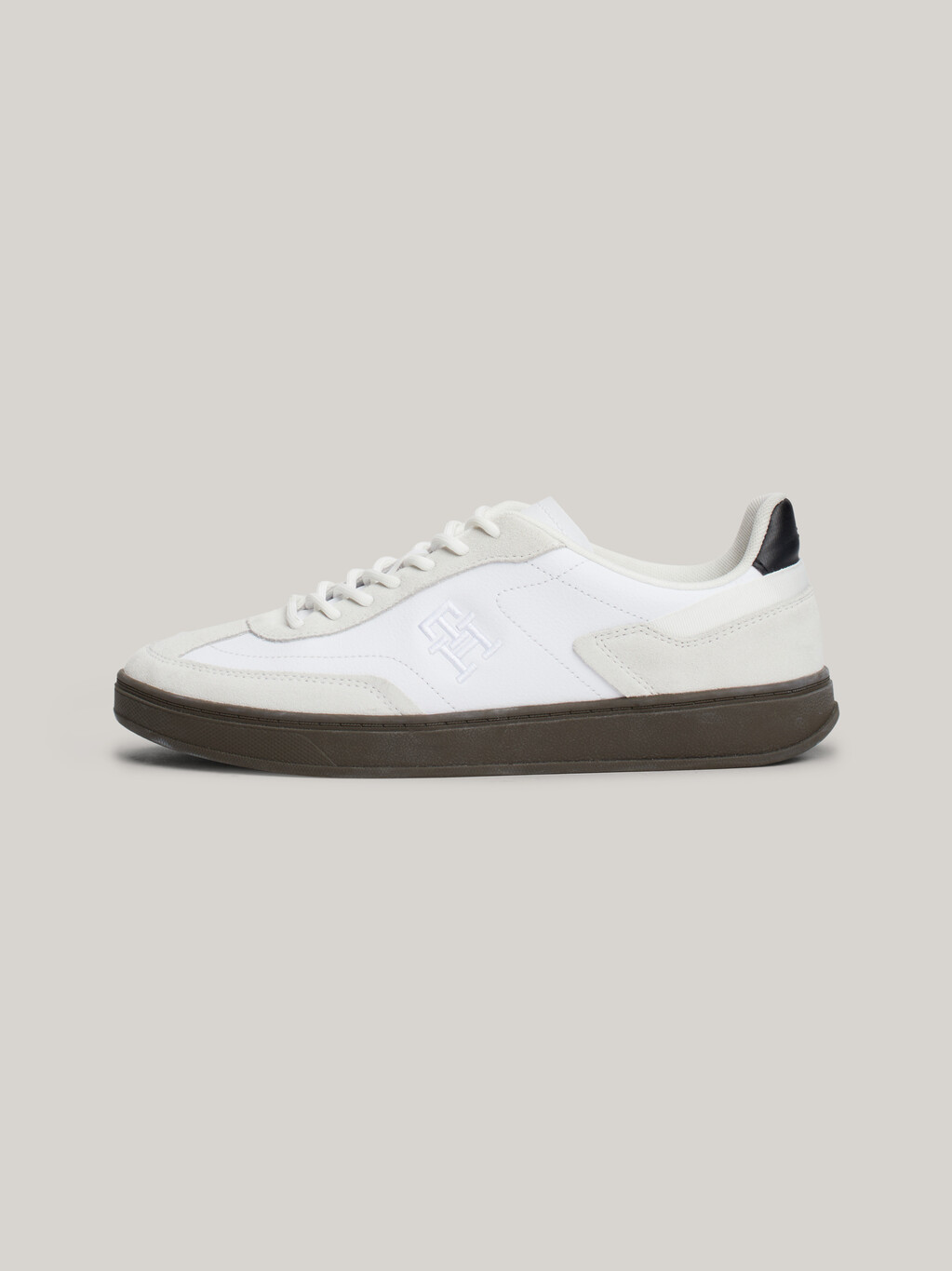 Heritage Suede Court Trainers, White, hi-res