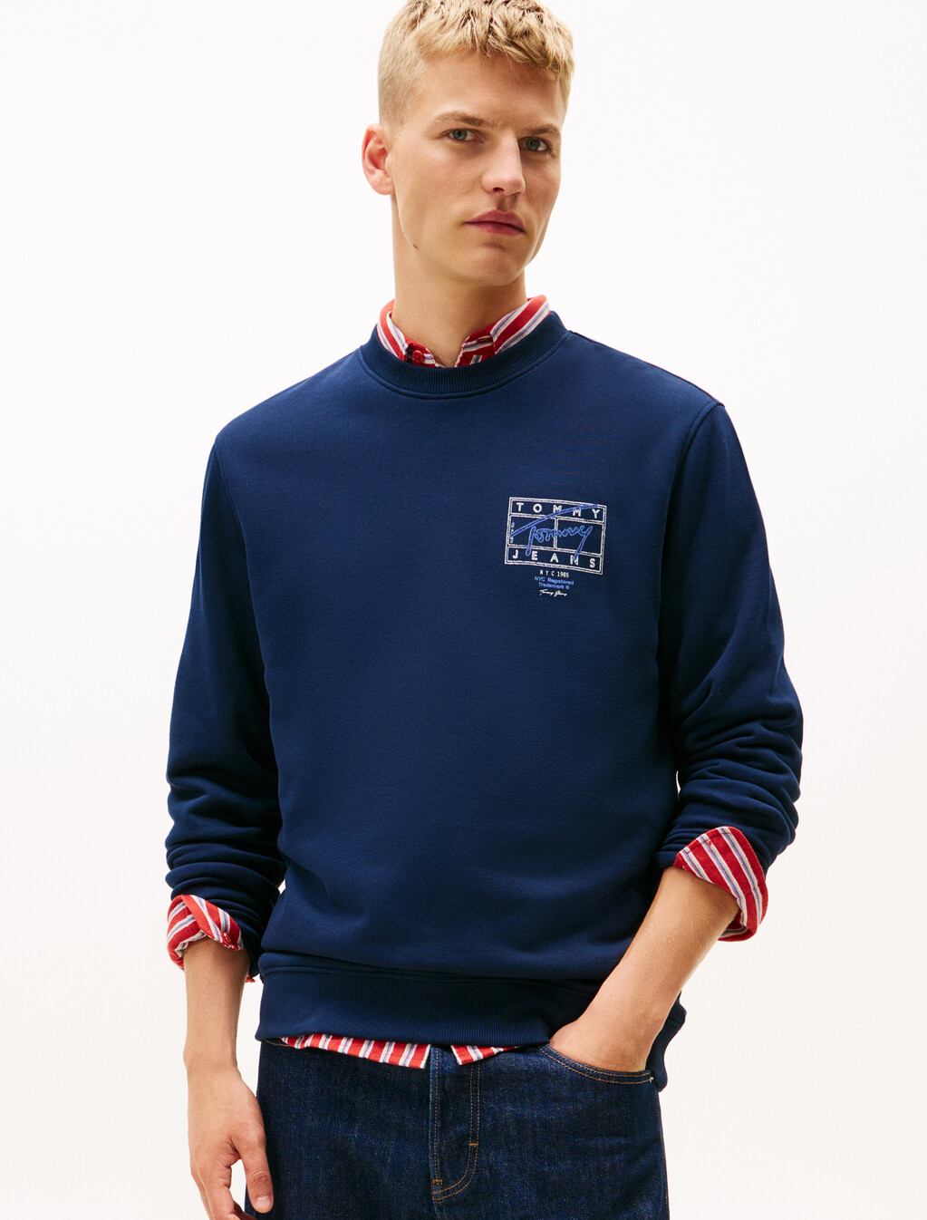 Tommy Flag Graphic Print Sweatshirt, Dark Night Navy, hi-res