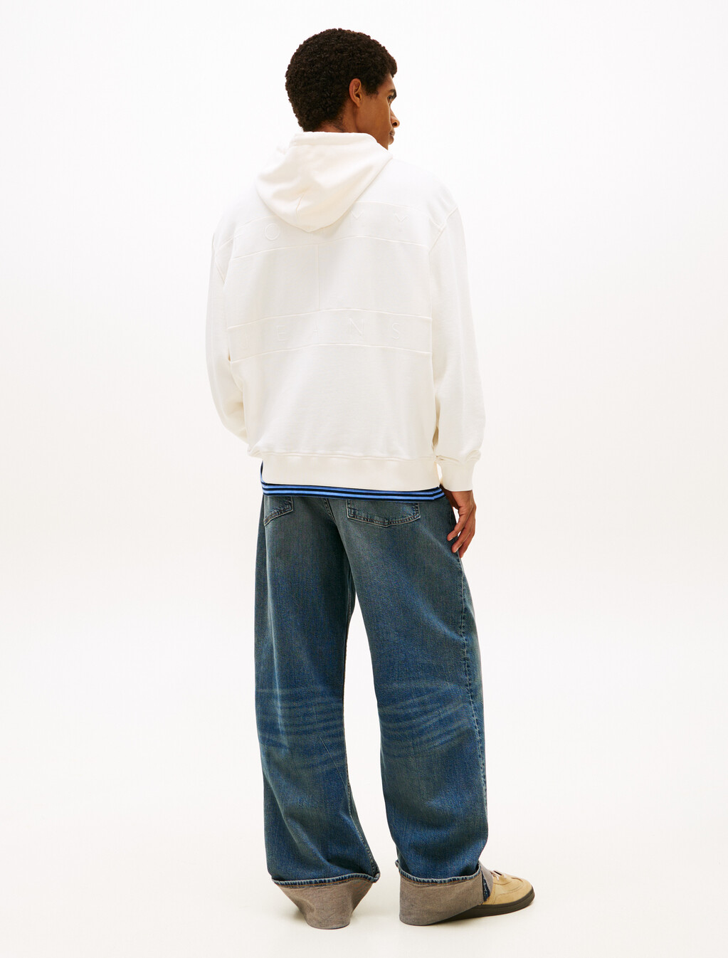 Overdyed Back Flag Badge Relaxed Hoody, Ancient White, hi-res