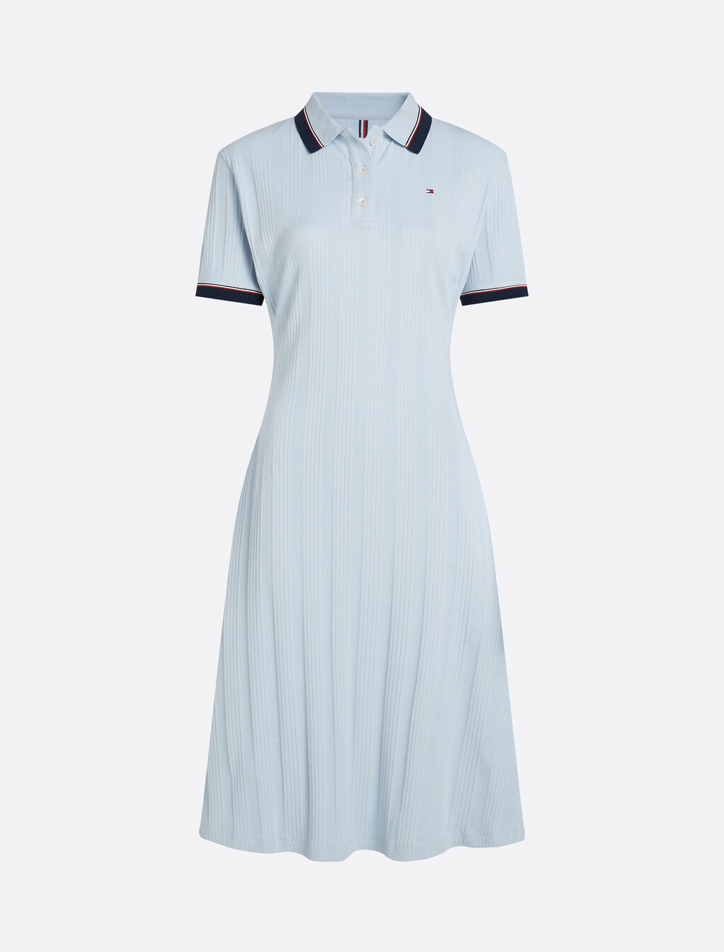 Rib Knit Polo Midi Dress, Breezy Blue, hi-res