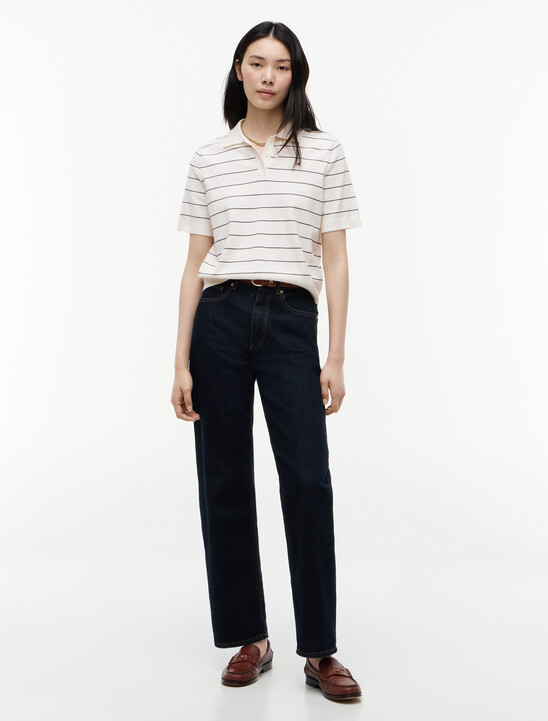 Flag Embroidery Knit Boxy Polo Jumper