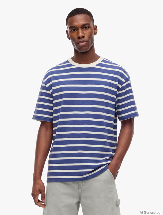 Logo Label Stripe Relaxed Jersey T-Shirt