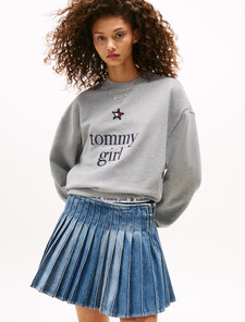 Tommy Girl Graphic Relaxed Sweatshirt, Light Grey Marl, hi-res